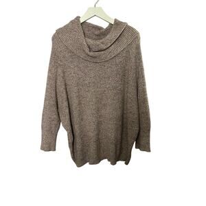 Chico's Tan Cowl Neck Balloon Sleeve Oversized Knit Sweater Women's Large 12